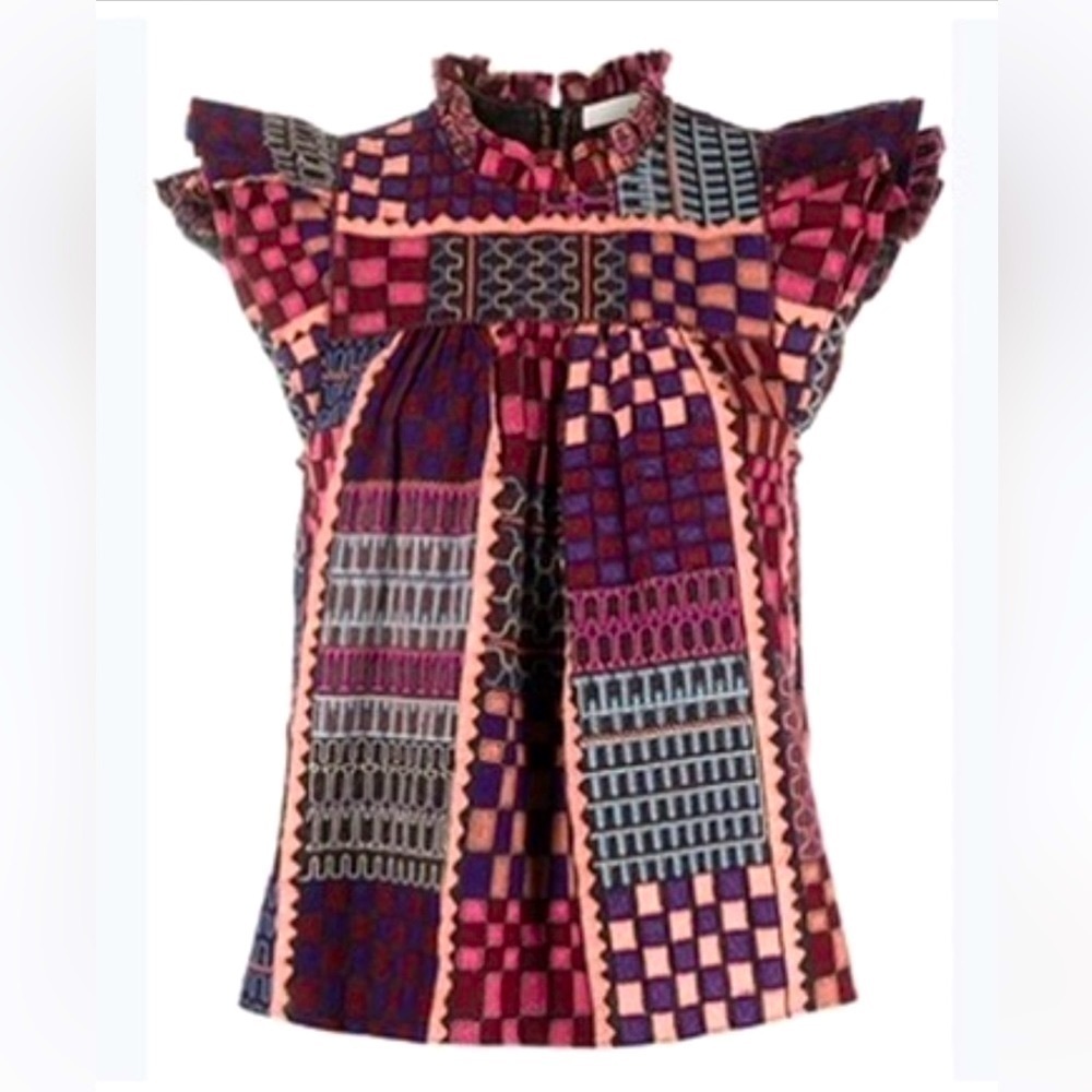 Ulla Johnson Nanna Patchwork Pattern Top Size Xxs… - image 1